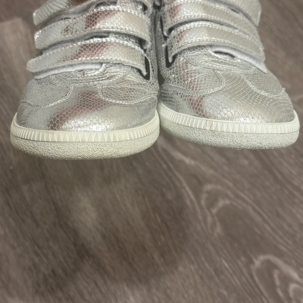 Isabel Marant Beth Metallic Silver Lizard Embossed Goat Leather Sneaker 7 Luxury - Picture 3 of 8
